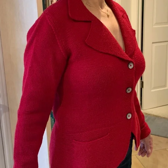 Marion Foale handmade red sweater, size 4-6 - Main Image